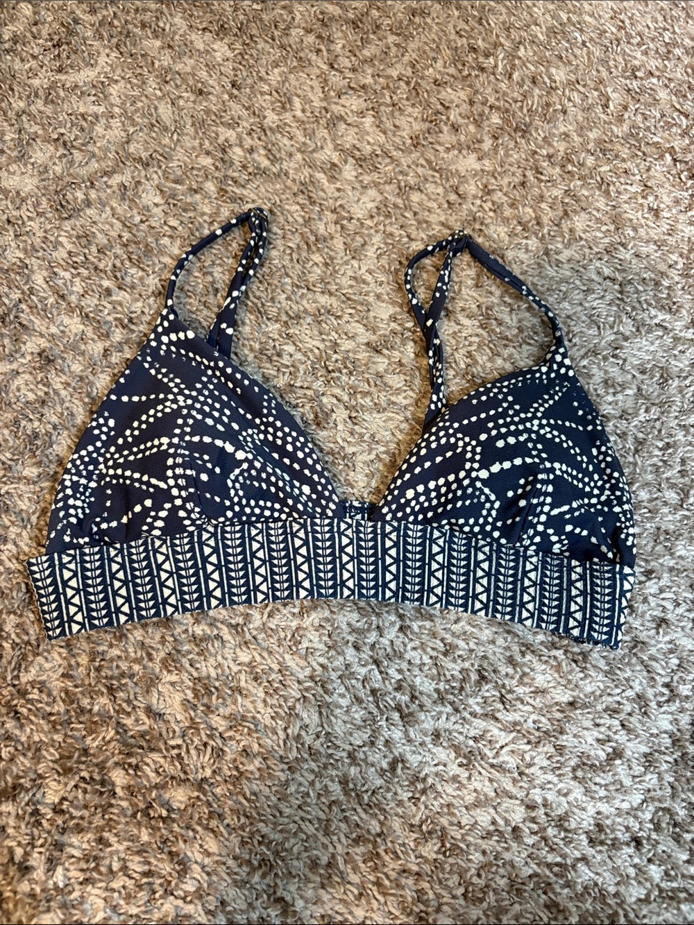 Rip Curl Navy and White Printed Triangle Bralette